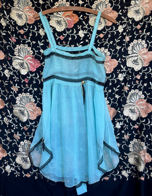 1920s pure silk robins egg blue step-in