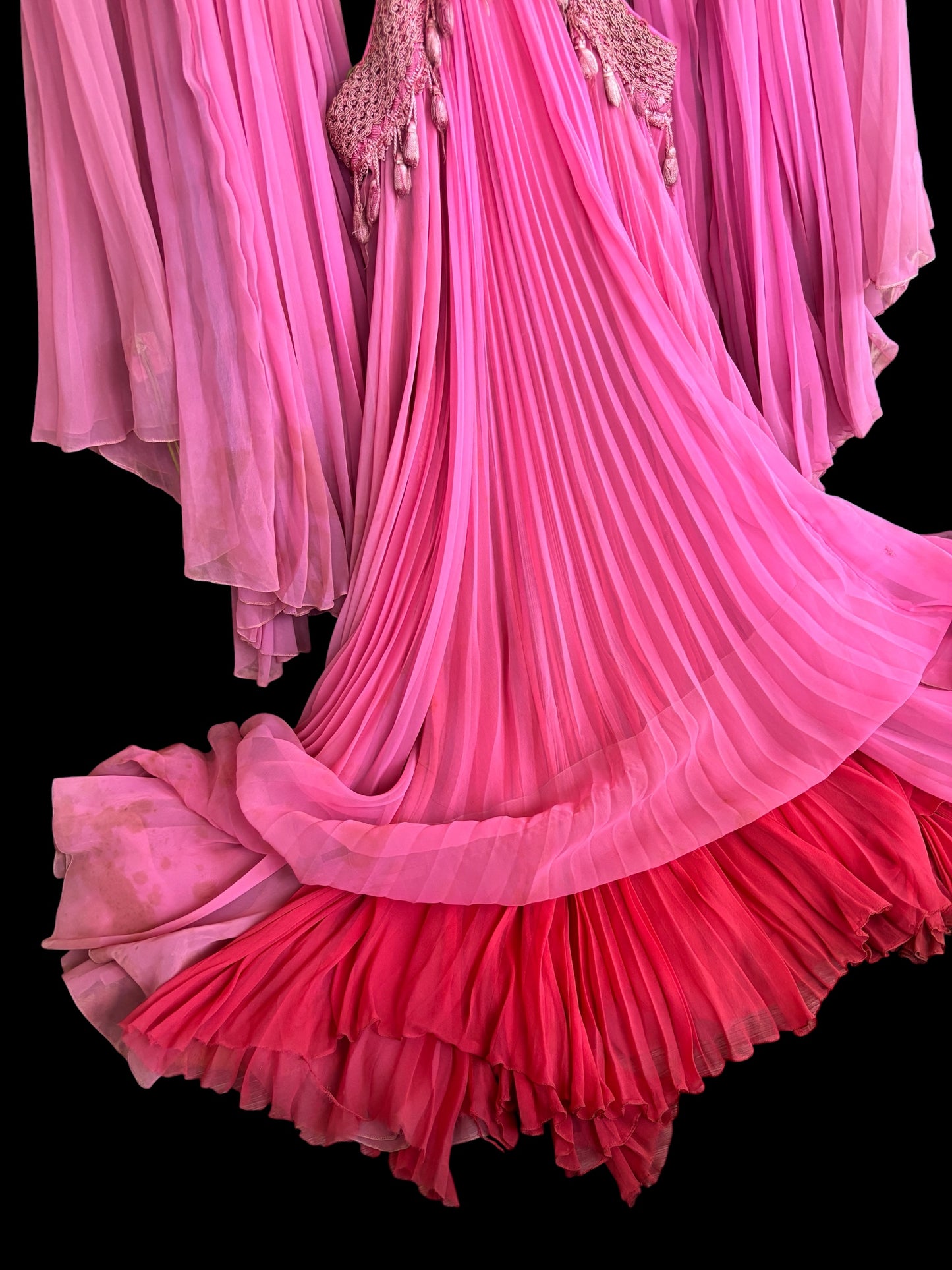 1960s pleated chiffon burlesque/belly dancer costume