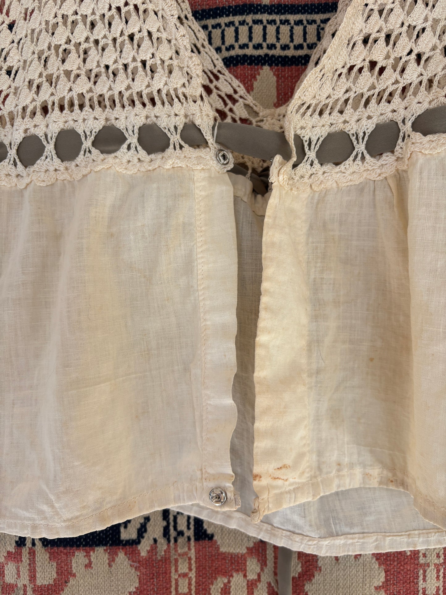 Edwardian corset cover with crochet yoke
