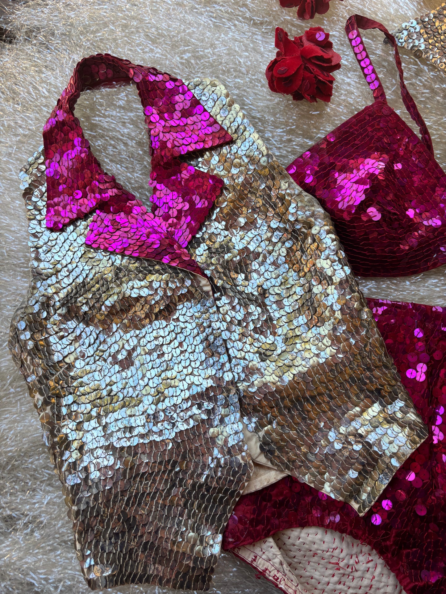 1930s sequined 7-piece showgirl ensemble