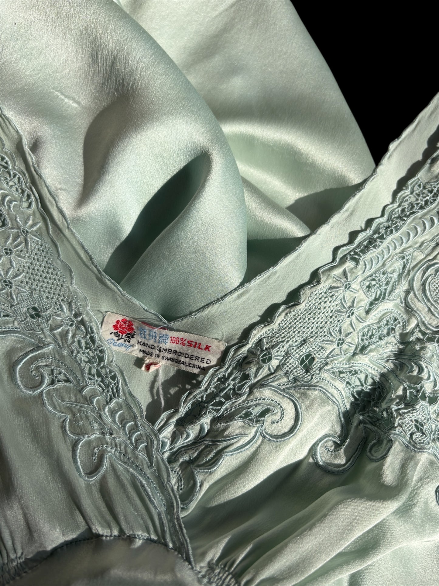 1940s Chinese silk embroidered slip dress