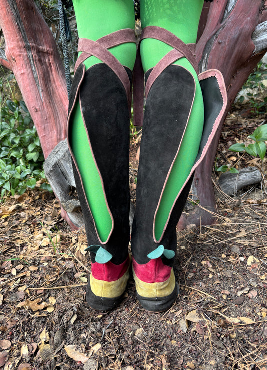 1960s medieval revival suede boots by Goody Two Shoes