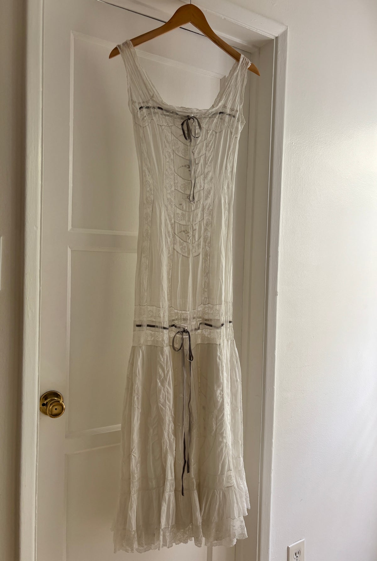 Edwardian insertion lace lawn dress