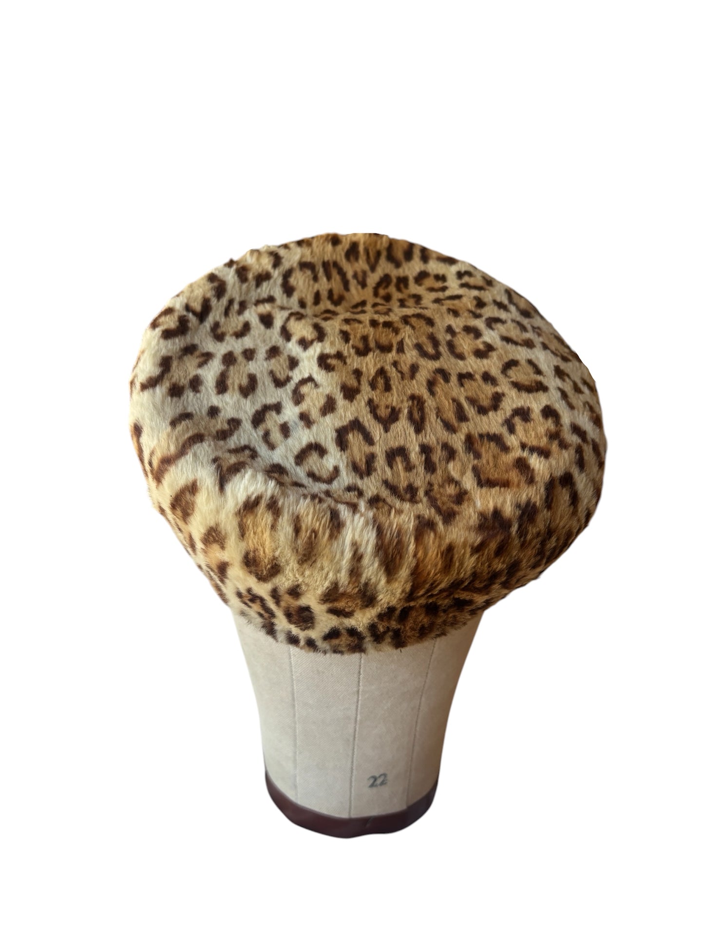 1950s leopard print genuine fur pillbox hat