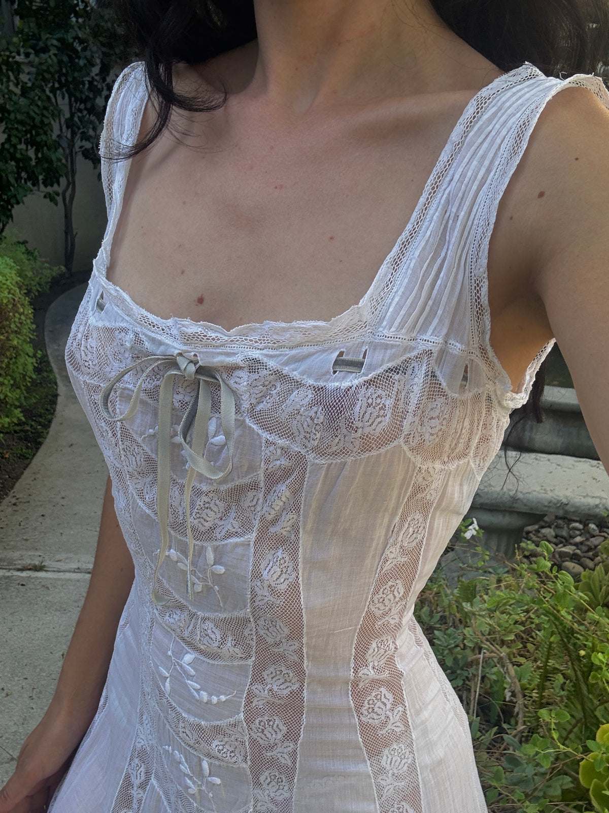 Edwardian insertion lace lawn dress