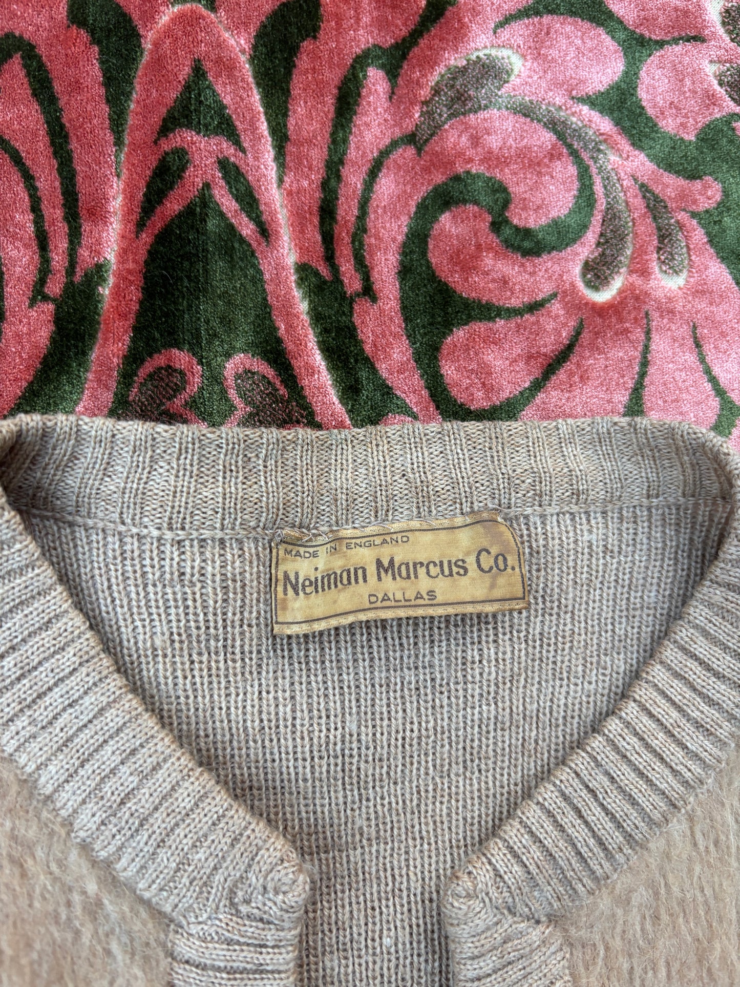 1950s shaggy camel hair cropped cardigan