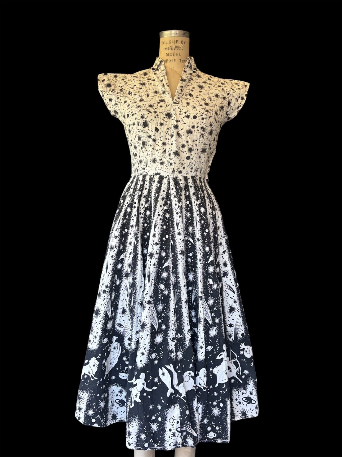 1950s astrological novelty print cotton sundress