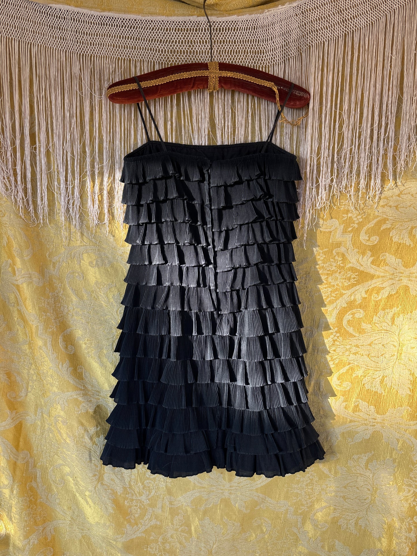 1960s tiered plissé coctail dress