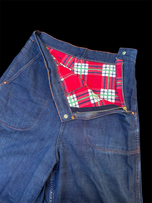 1950s flannel lined size zips 27/28
