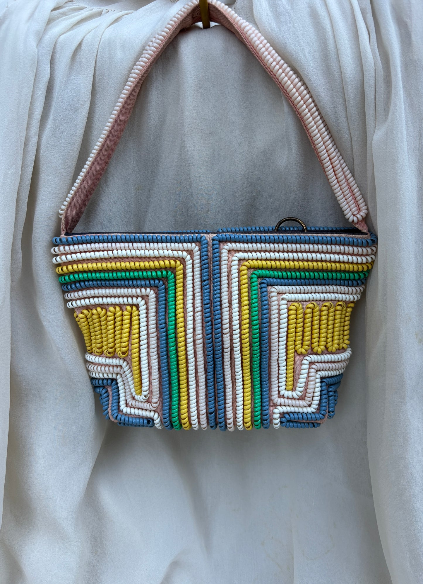 1940s rare pastel colorway telephone cord purse