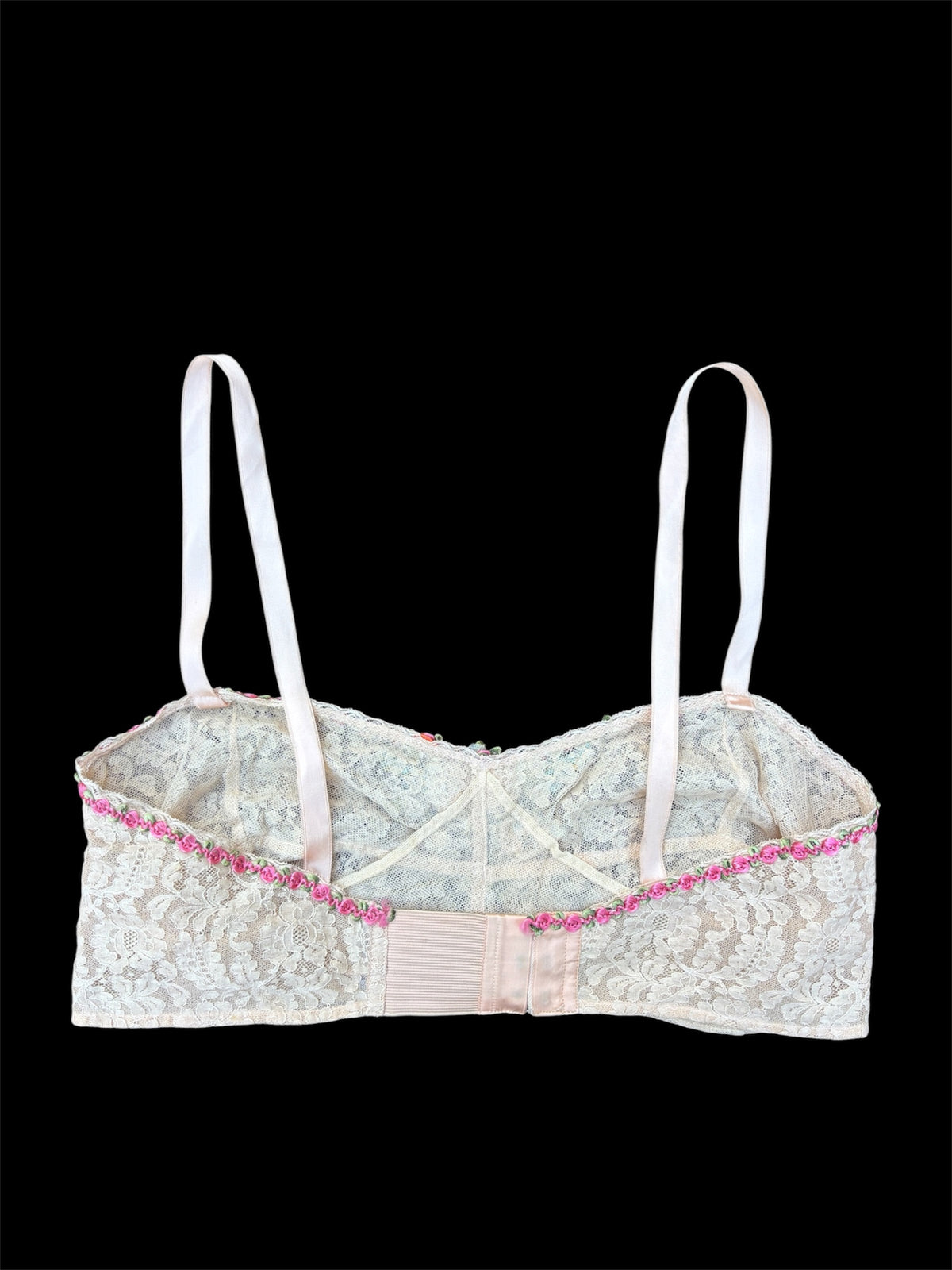 1920s ribbonwork rosette lace bralette