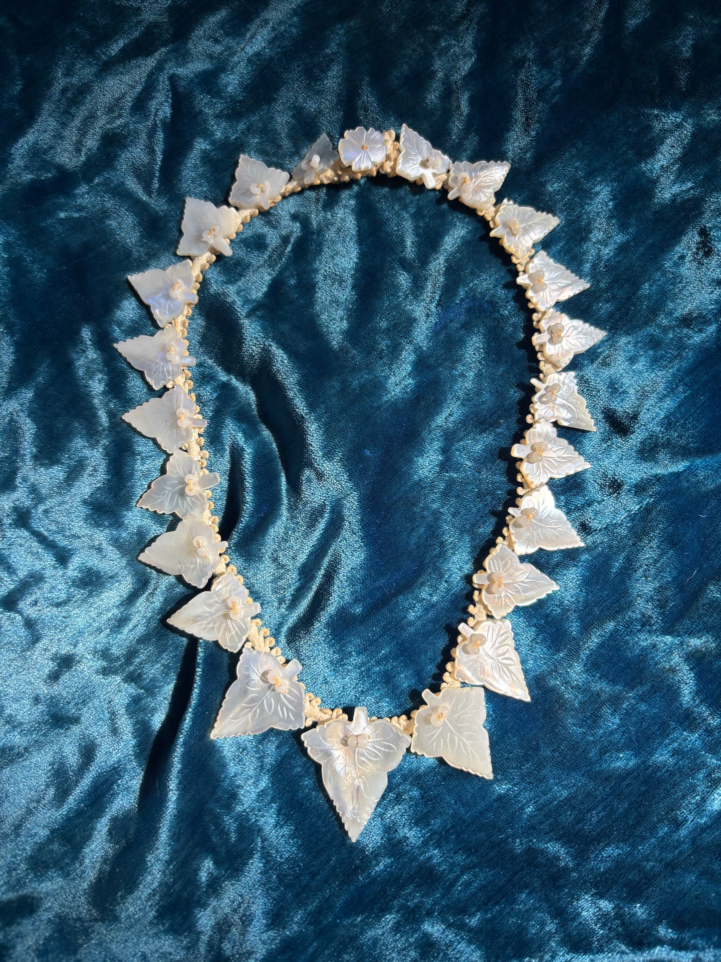 Carved mother of pearl choker necklace