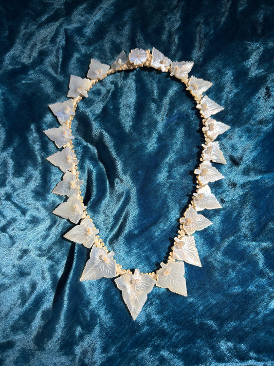 Carved mother of pearl choker necklace