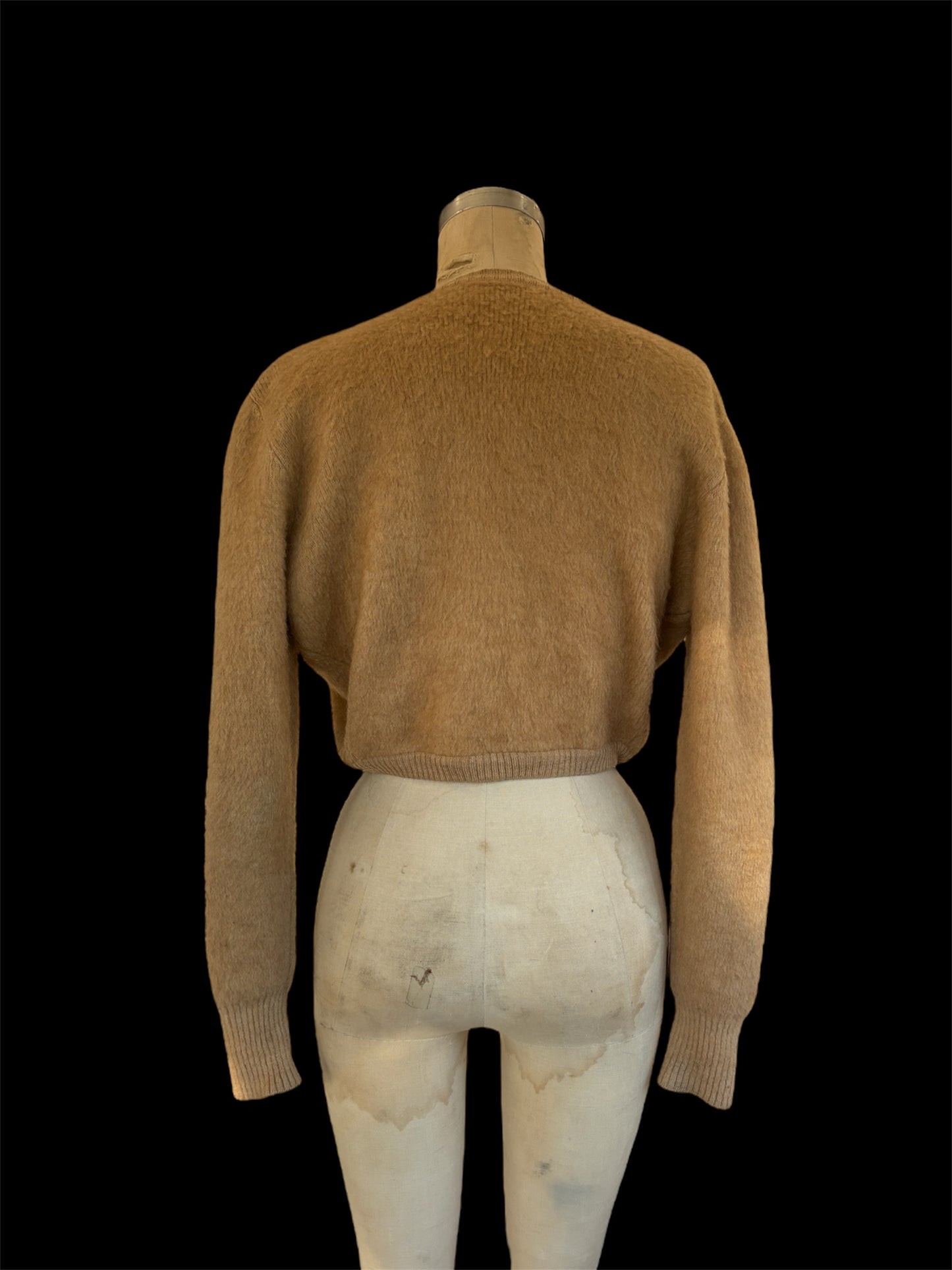 1950s shaggy camel hair cropped cardigan