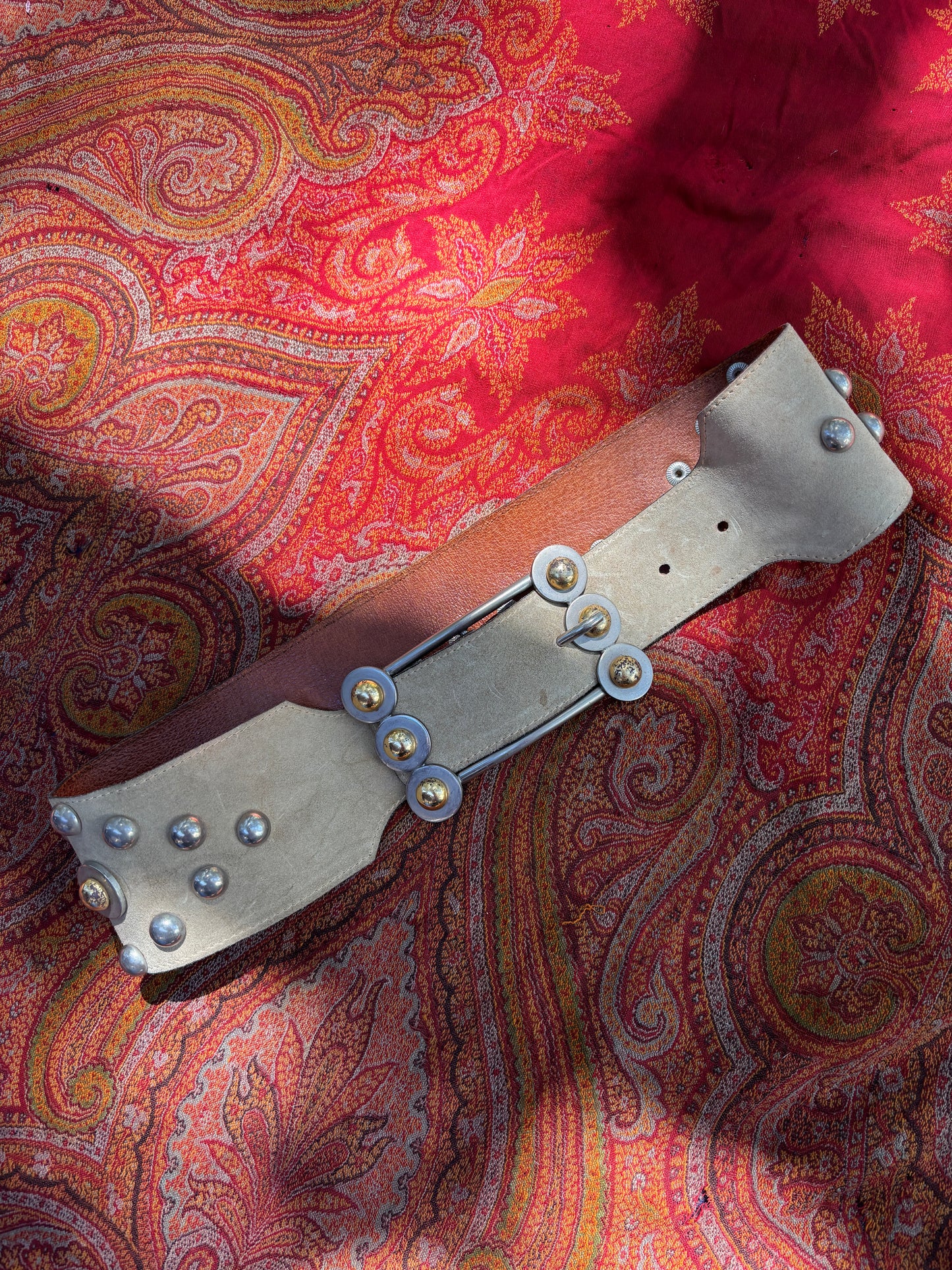 Late 1960s heavily studded hippie leather belt
