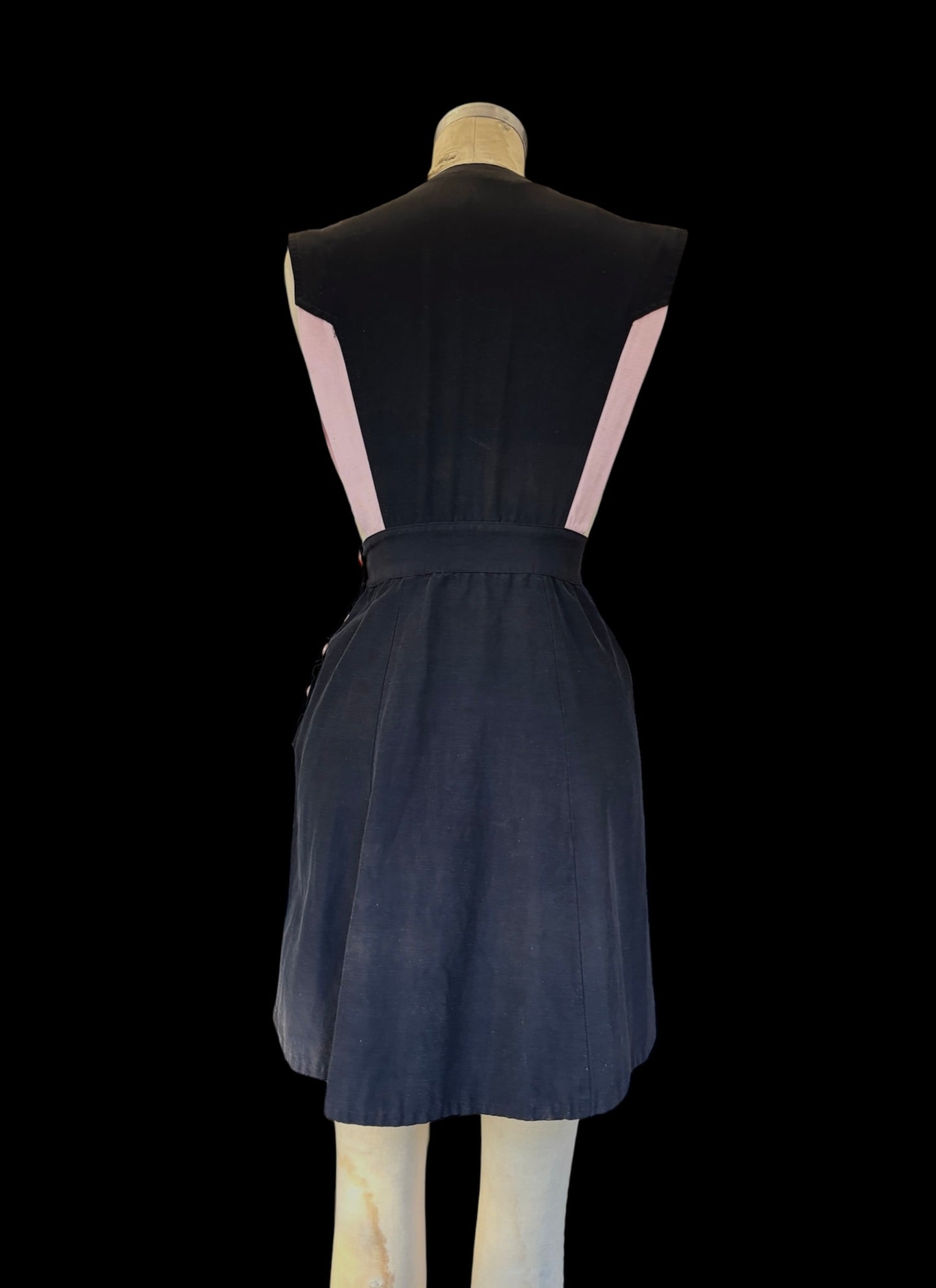 1940s pink & black pinafore/ mini dress