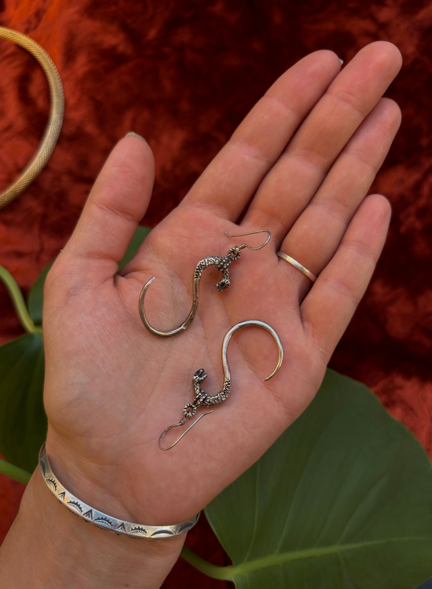 Vintage sterling silver serpent earrings