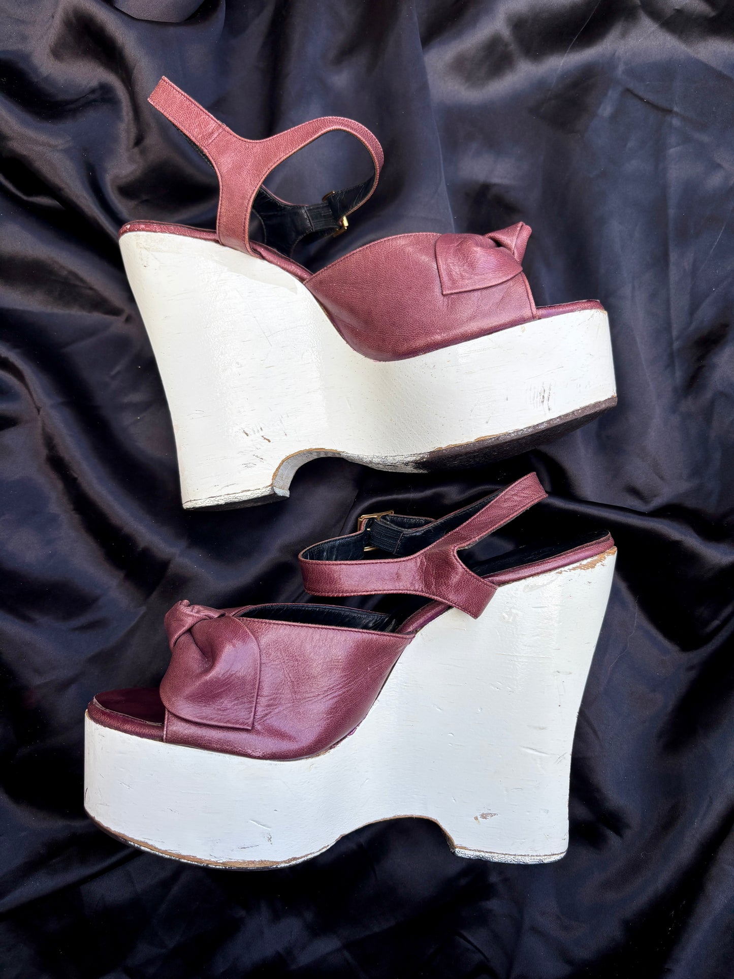 1970s Wonder Wedge by Bonnie Smith hand painted platforms