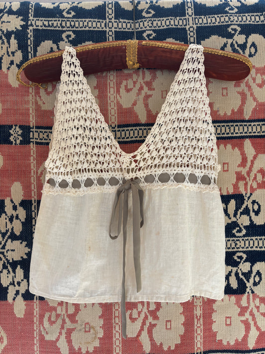 Edwardian corset cover with crochet yoke