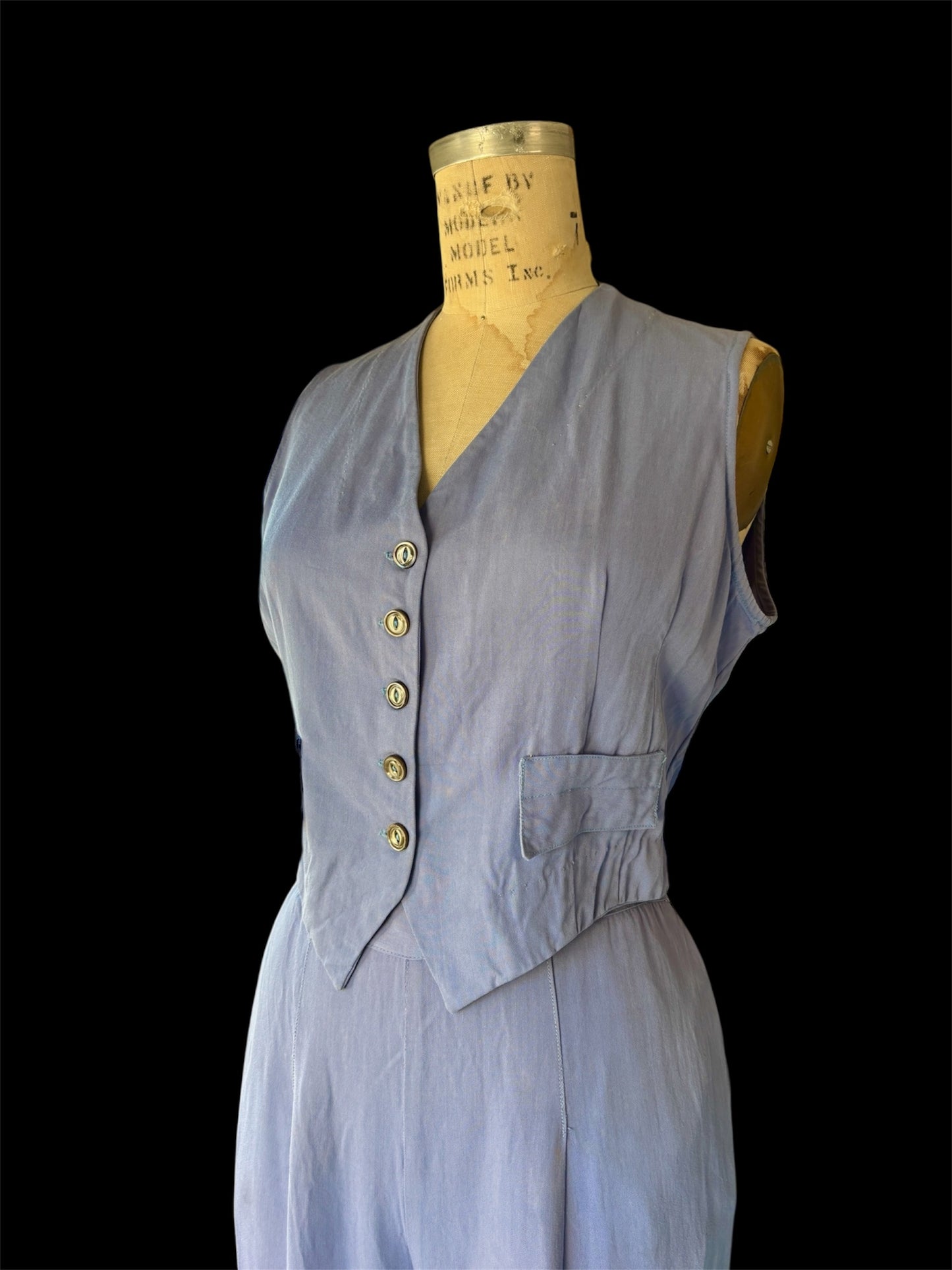 1940s periwinkle tailored gabardine set