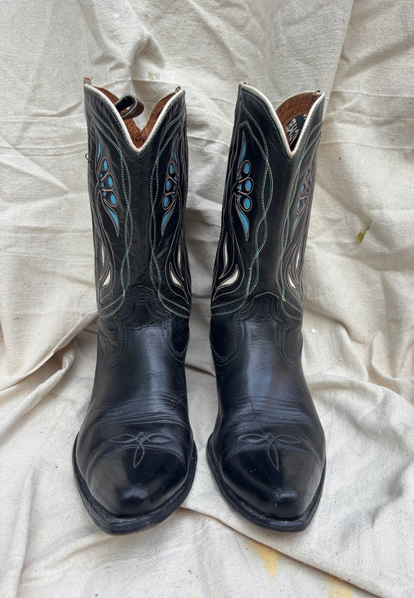 Acme 1950s squash blossom inlay boots men’s size 9