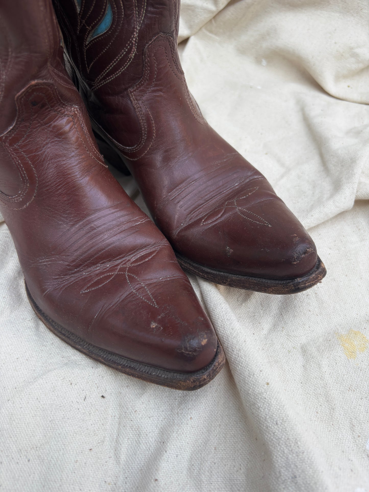 Acme 1950s squash blossom inlay boots women’s size 7
