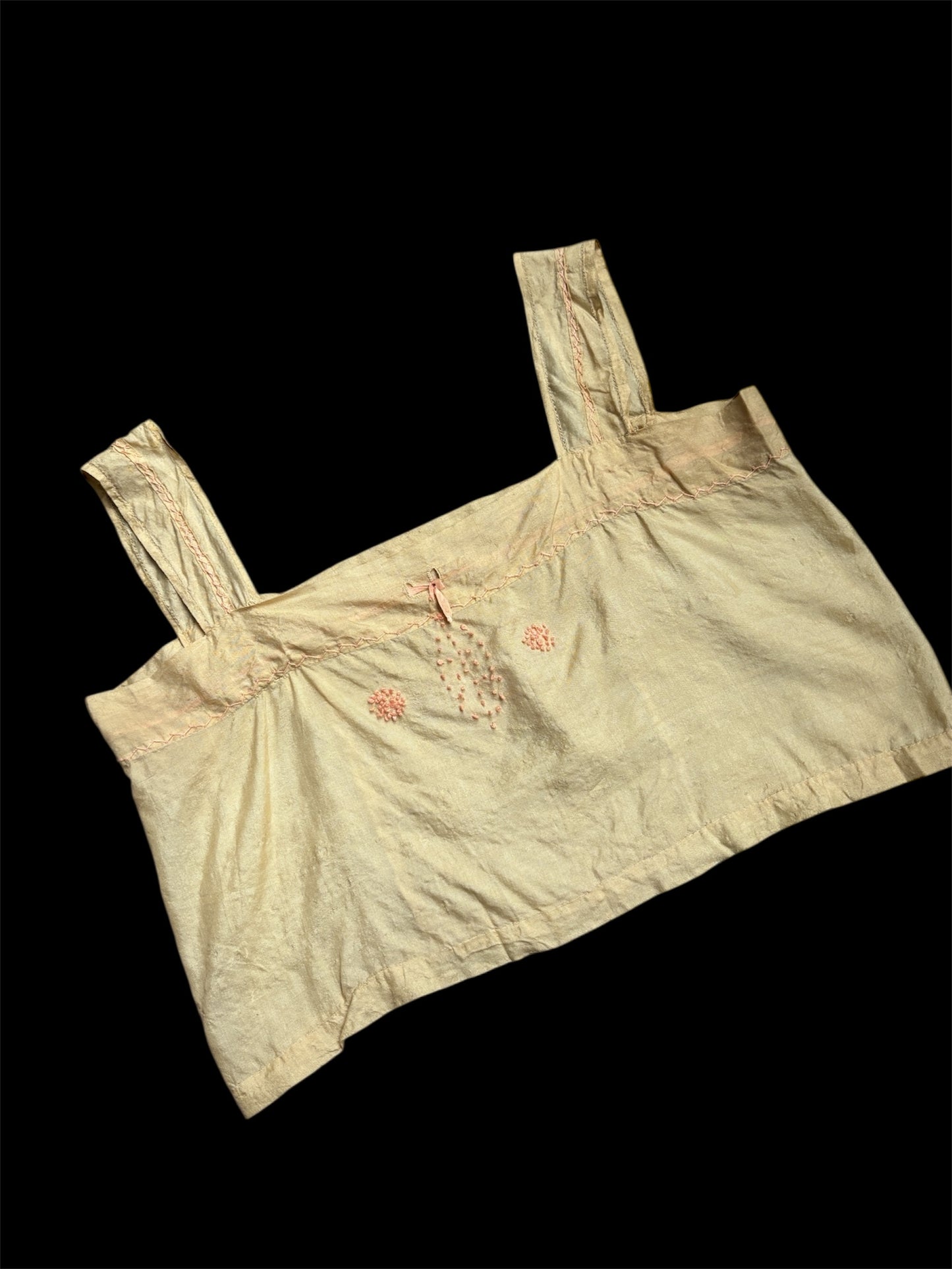 1920s pongee silk embroidered corset cover