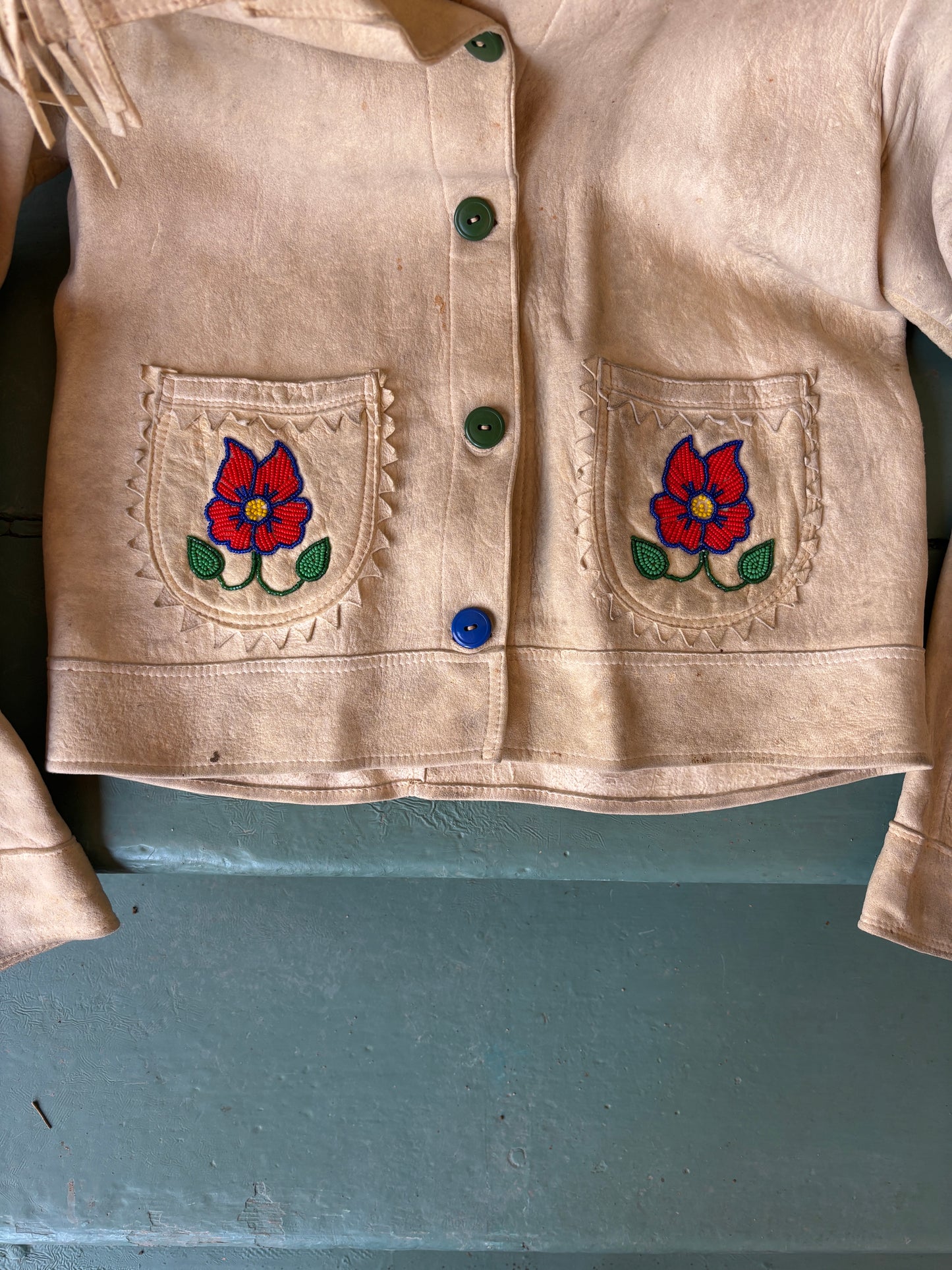 1940s Sioux beaded buckskin fringe jacket