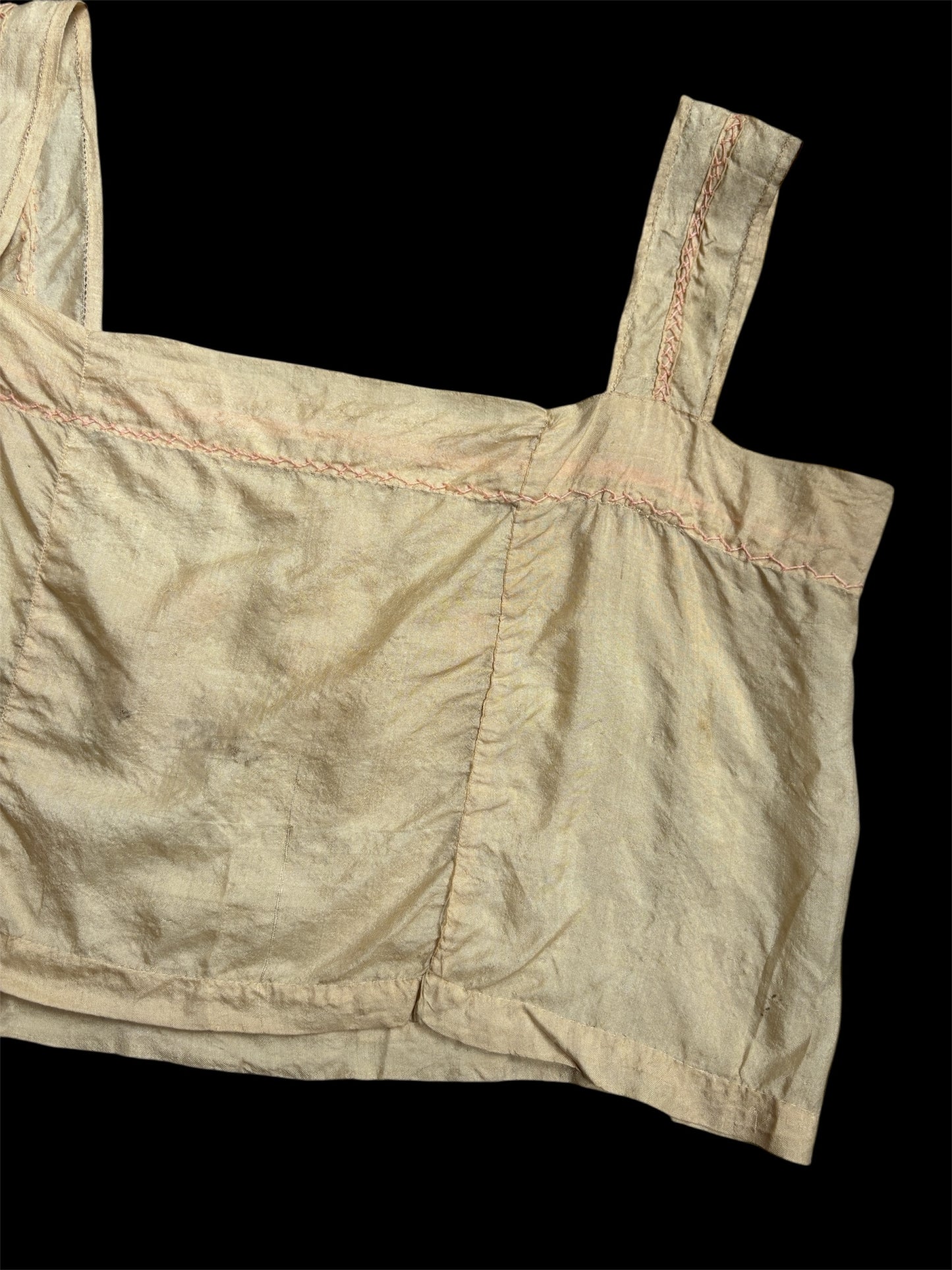 1920s pongee silk embroidered corset cover