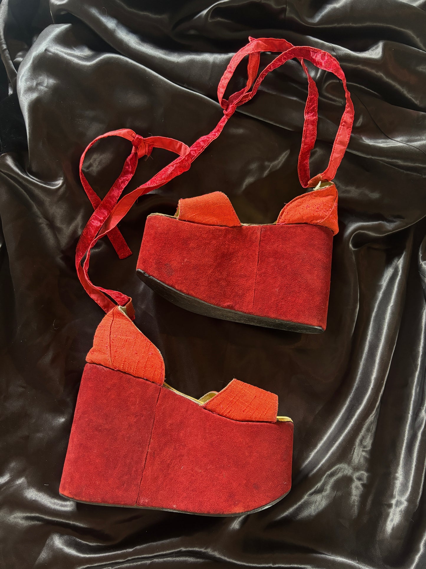 1970s mega platforms with cloud moon & star appliqué