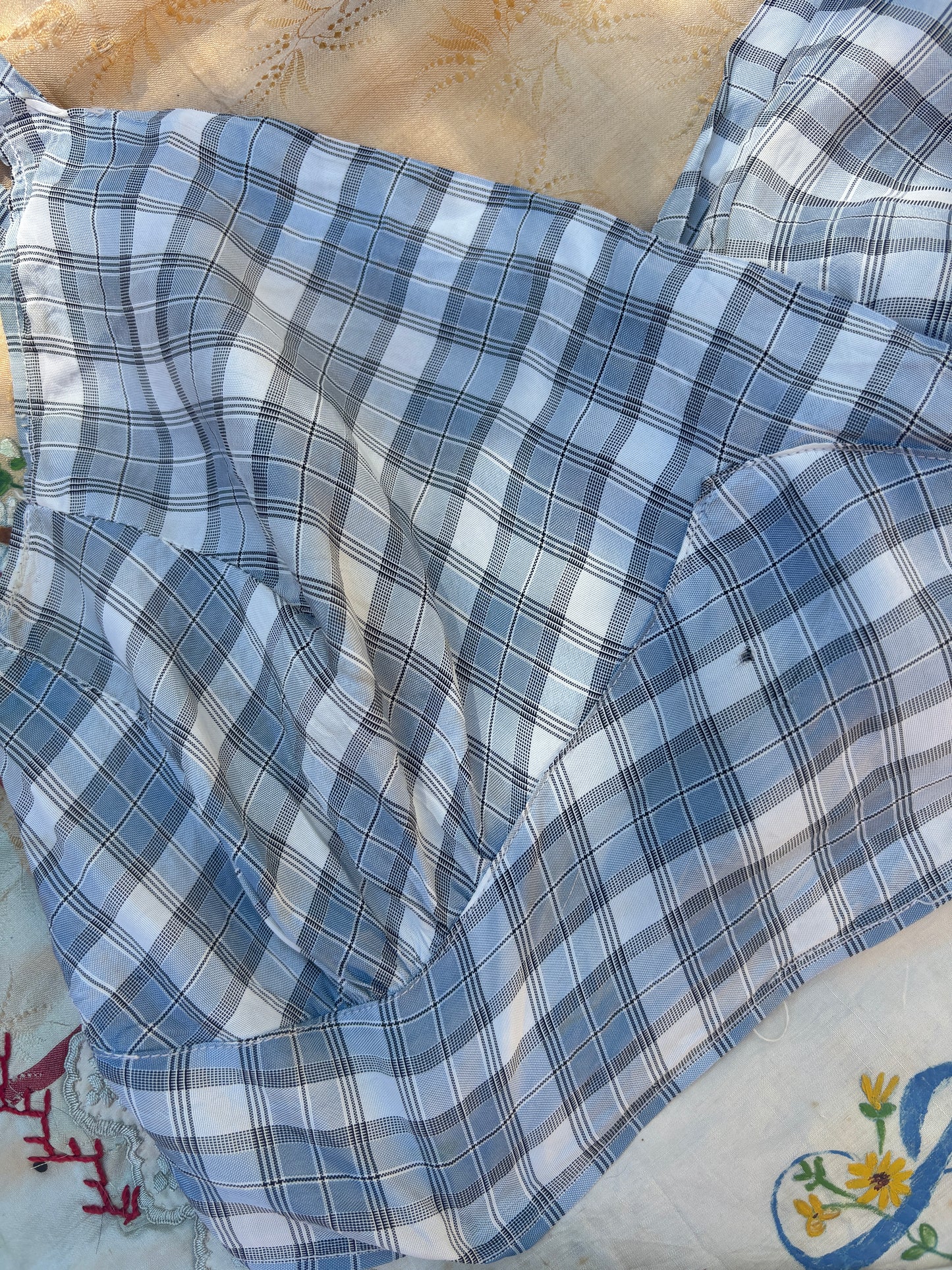 1940s rayon plaid 2 pc playsuit