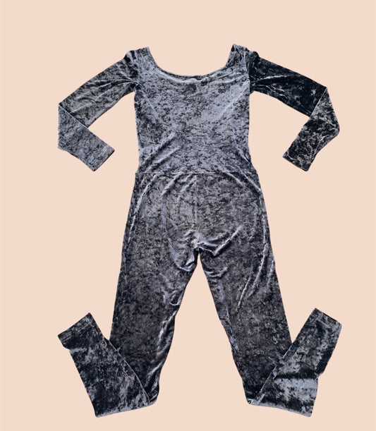 Betsey Johnson punk label gunmetal crushed velvet catsuit