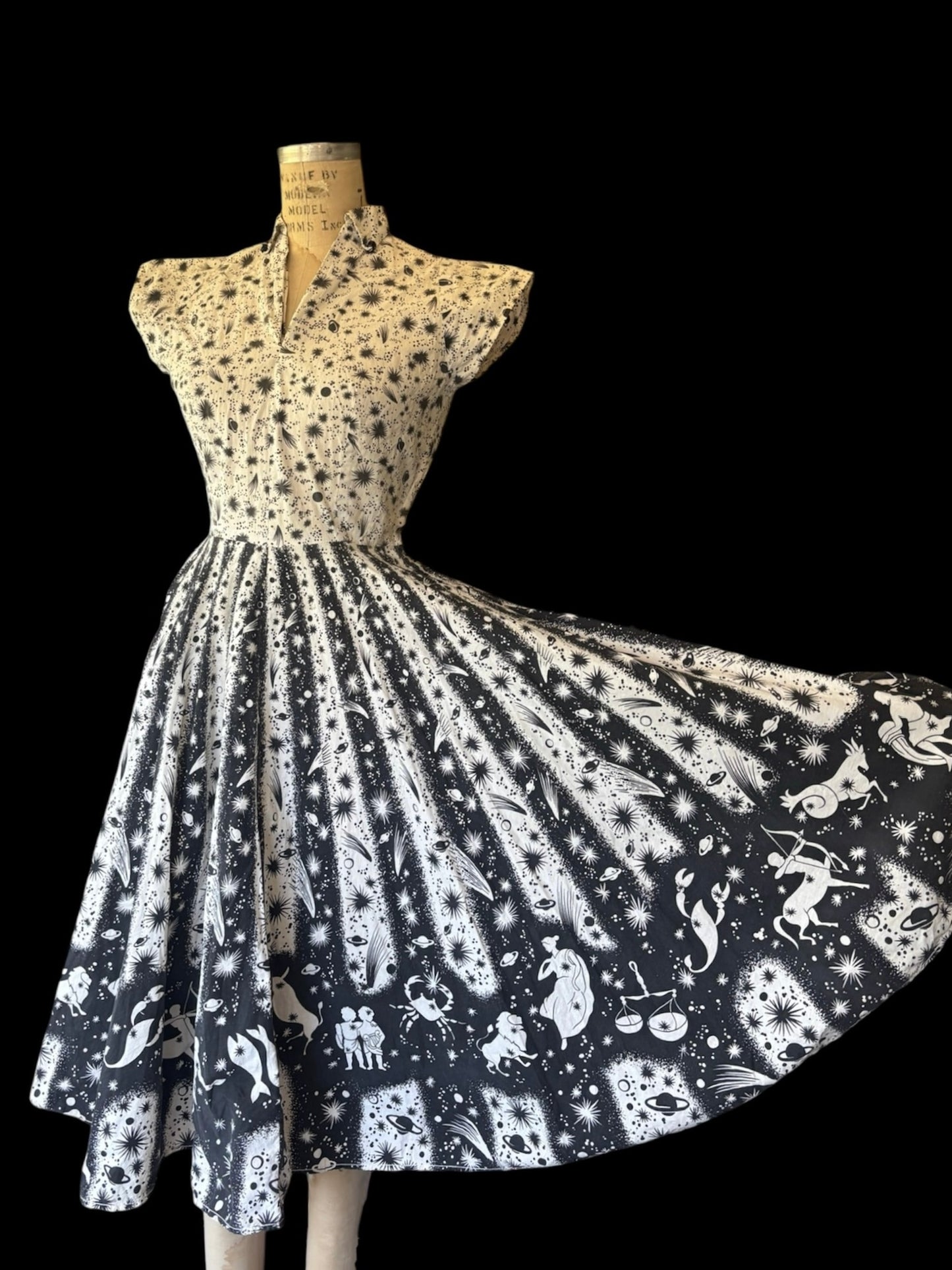 1950s astrological novelty print cotton sundress