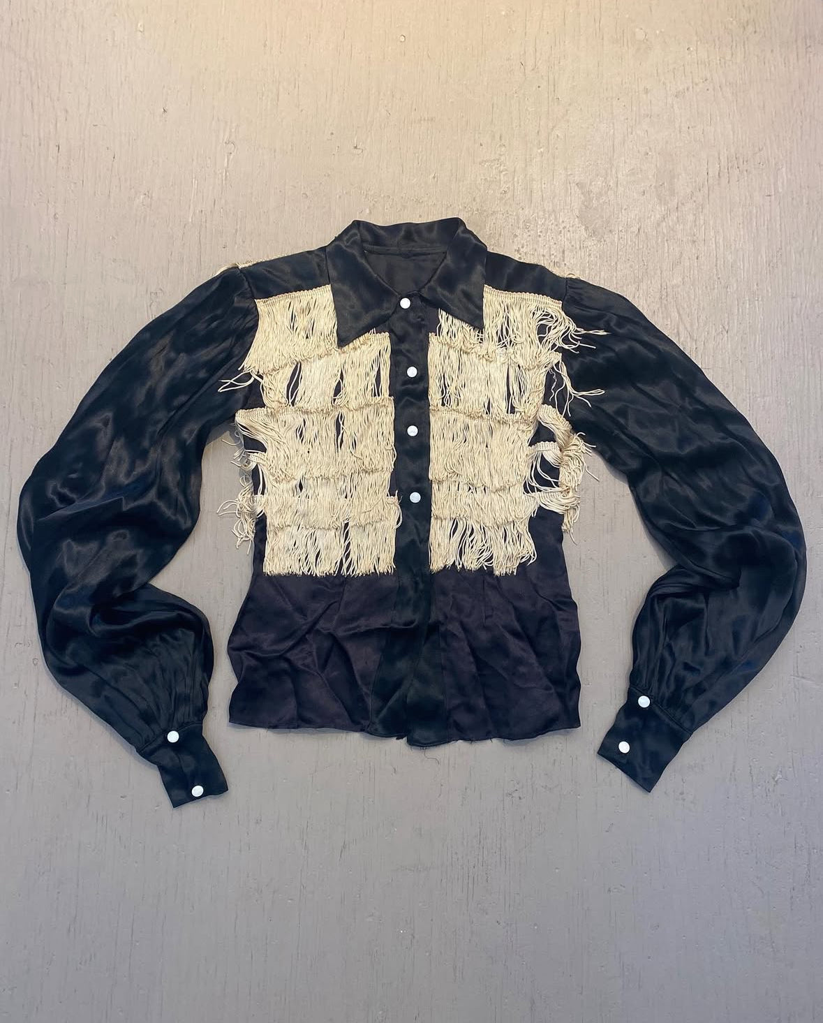 1940s satin fringe western shirt
