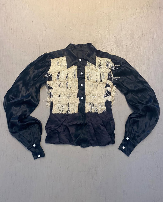 1940s satin fringe western shirt