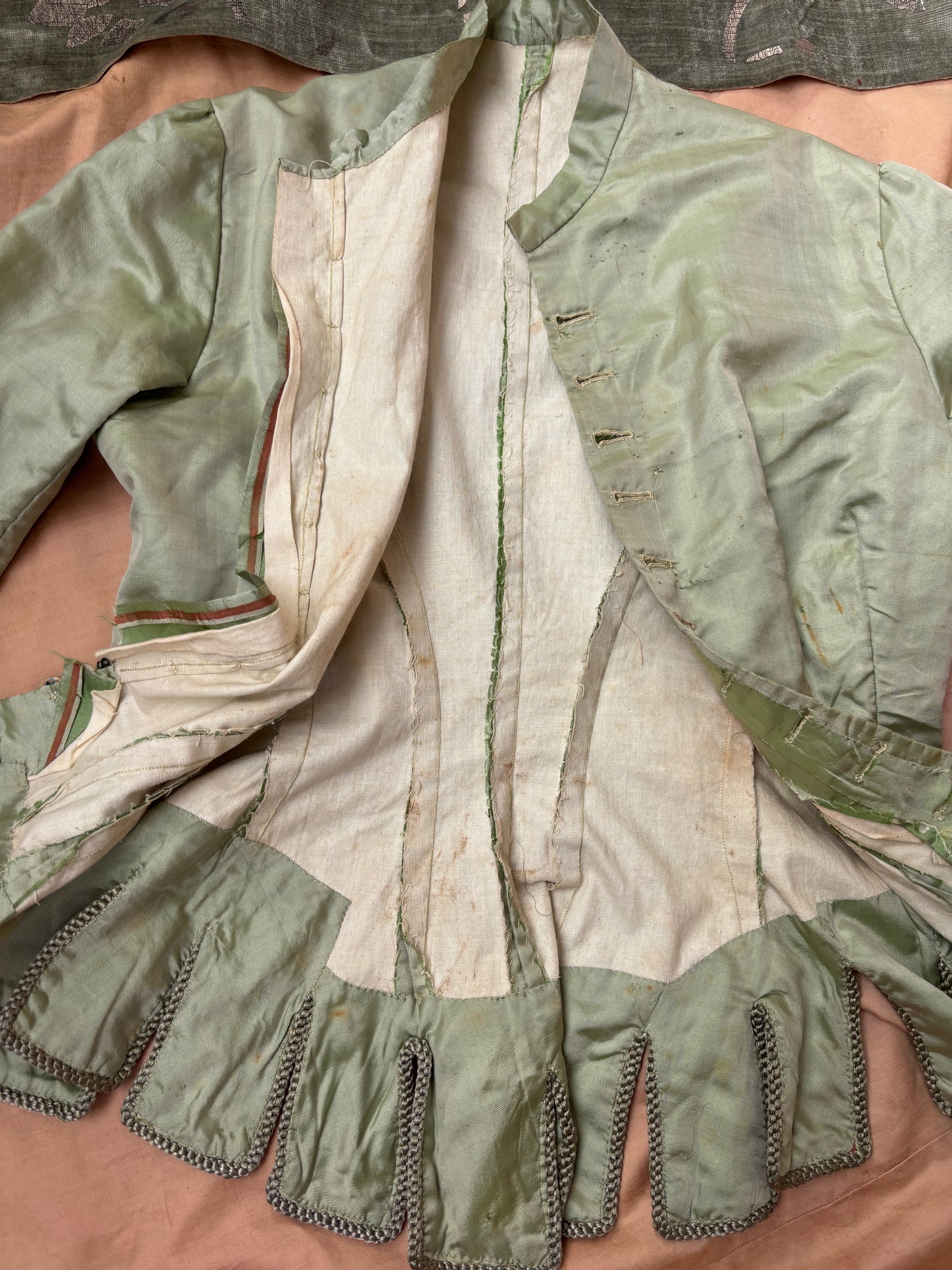 Seafoam green Victorian bodice with MOP buttons