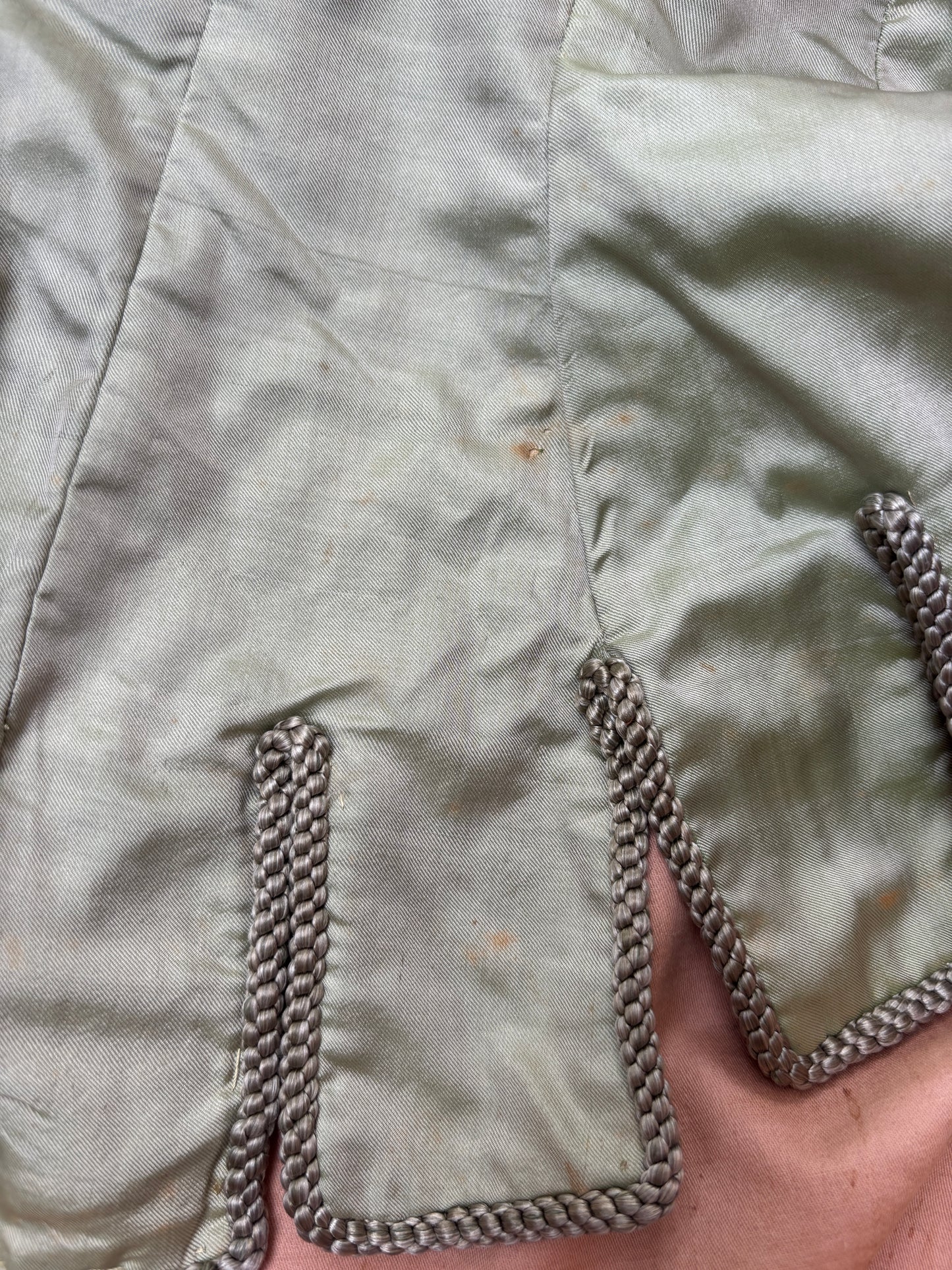 Seafoam green Victorian bodice with MOP buttons