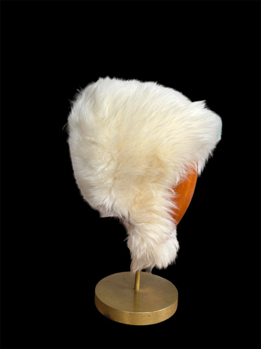 1960s white fox fur bonnet