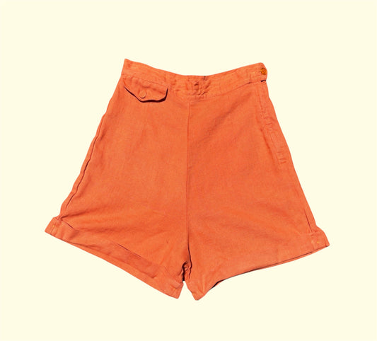 50’s orange linen play shorts