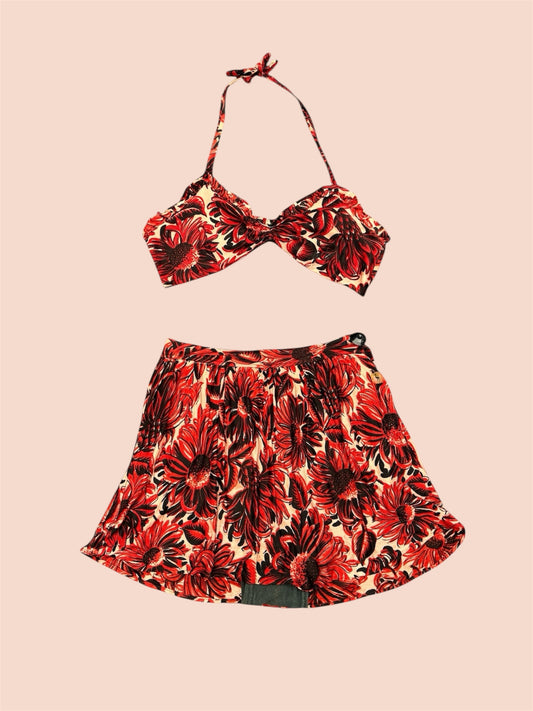 1940s sunflower printed rayon jersey playsuit