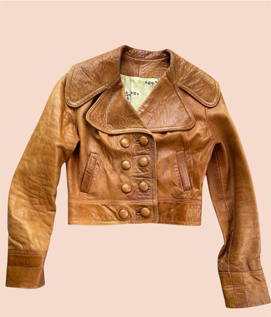 1970s cropped leather jacket