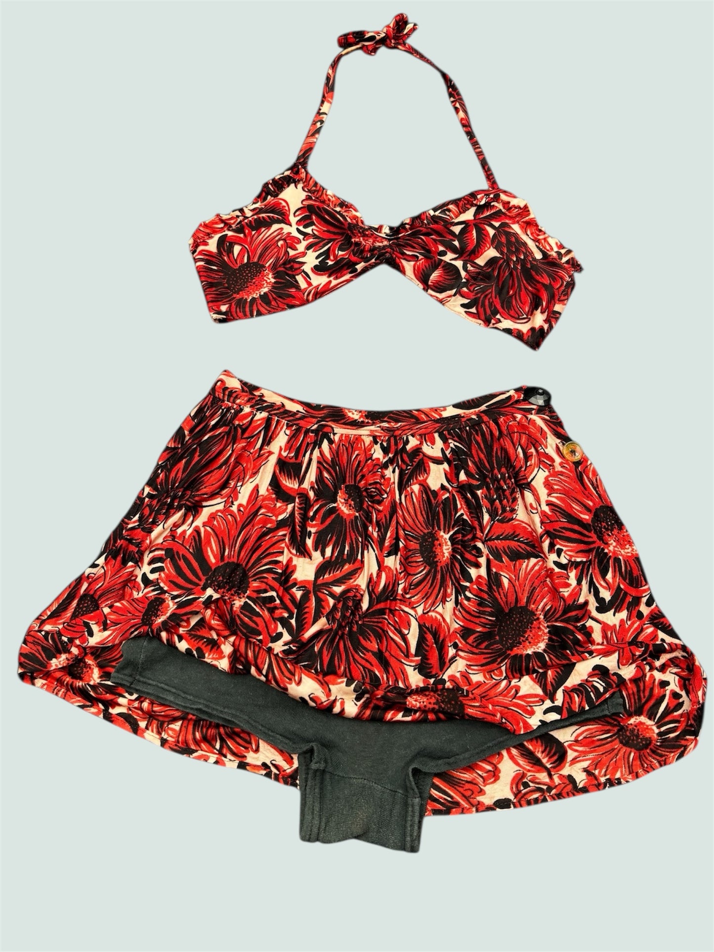 1940s sunflower printed rayon jersey playsuit