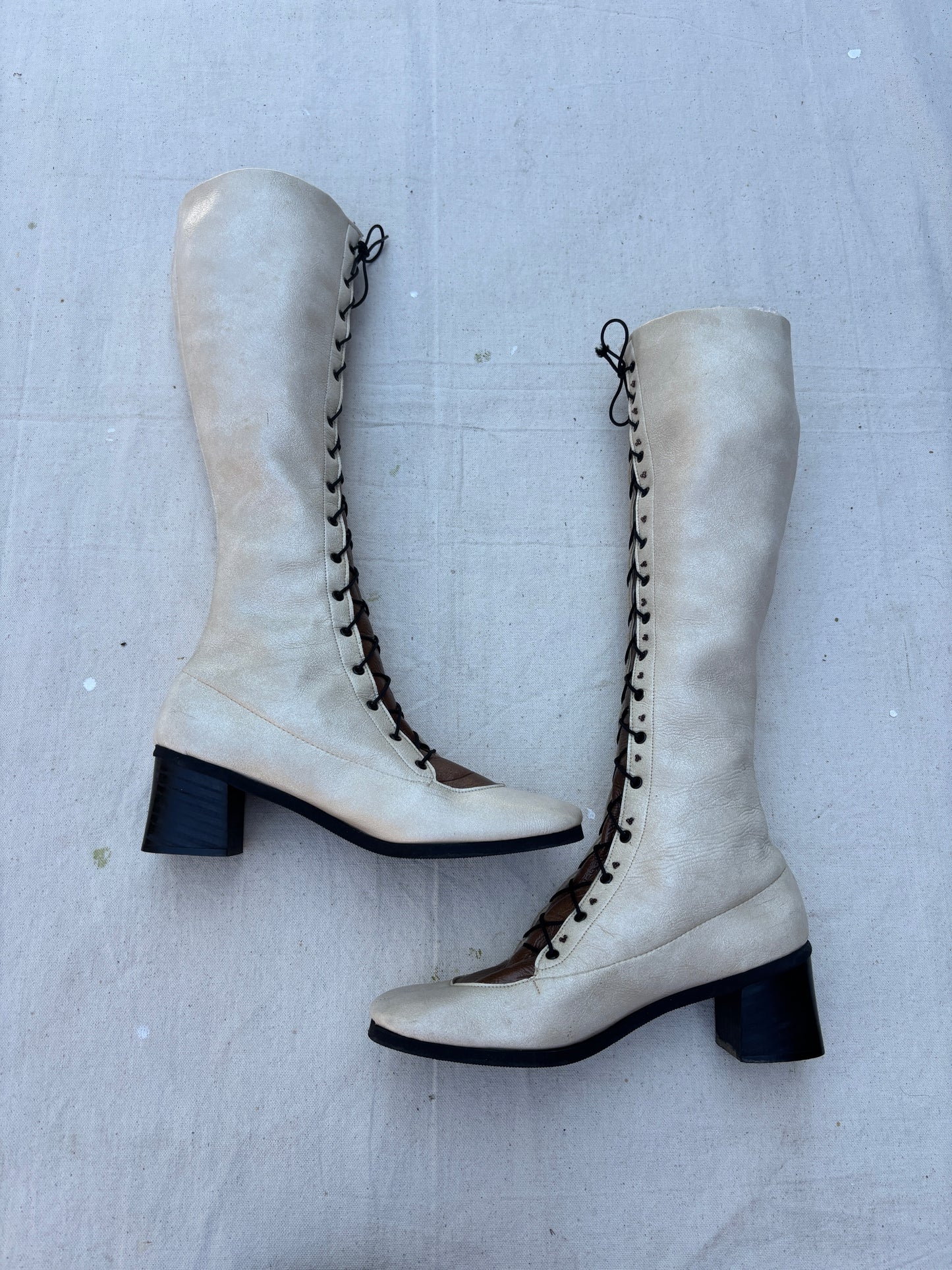 1960s Penny Lane lace up beaded boots