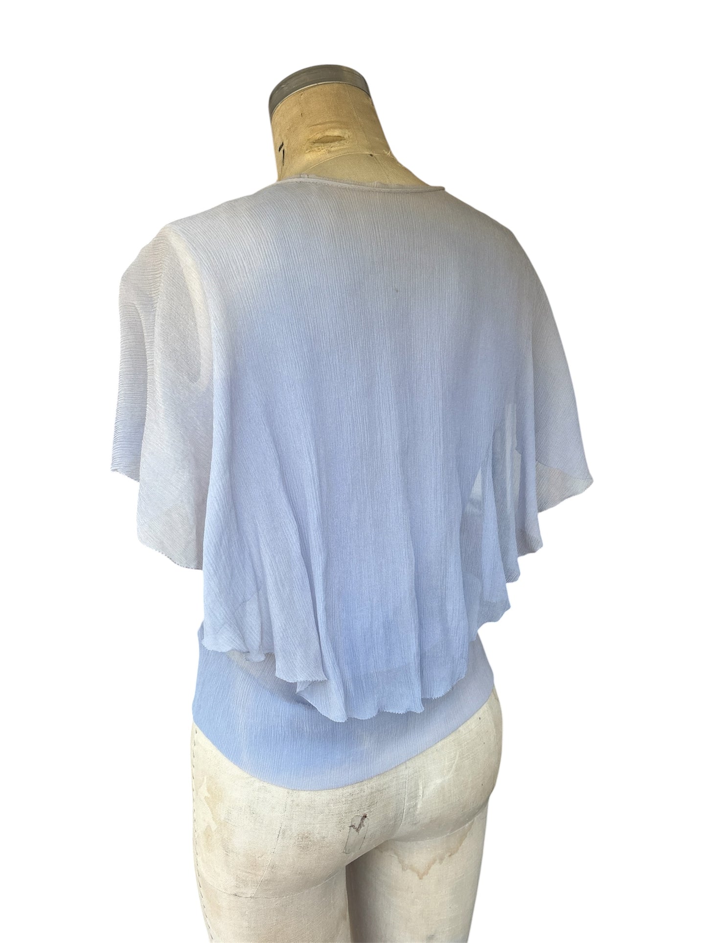 1920s periwinkle silk chiffon blouse